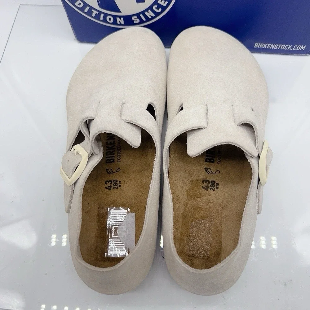 Birkenstock London Men's Casual Shoes Light Gray Suede Buckle EU 43 US 10